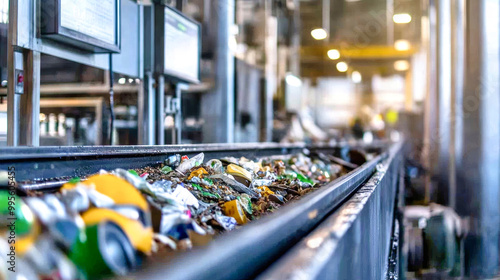 Wallpaper Mural Industrial washing machines clean waste materials on a conveyor belt, washing dirt off parts with running water in a bright factory environment Torontodigital.ca