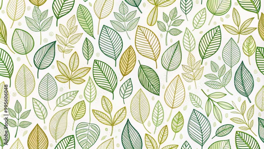 Seamless pattern with natural and fresh various leaves on a white background. Pattern With Green Leaves In Watercolor. Seamless pattern with natural and fresh various leaves on a white background. Pattern With Green Leaves In Watercolor.