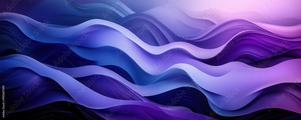 Fototapeta premium Abstract purple and blue background with flowing wavy shapes creating a serene and dreamy atmosphere
