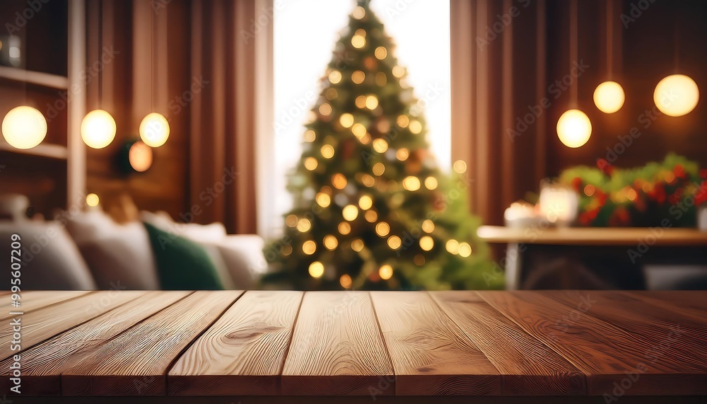 empty wooden table christmas tree background space text empty wooden table christmas tree background space text