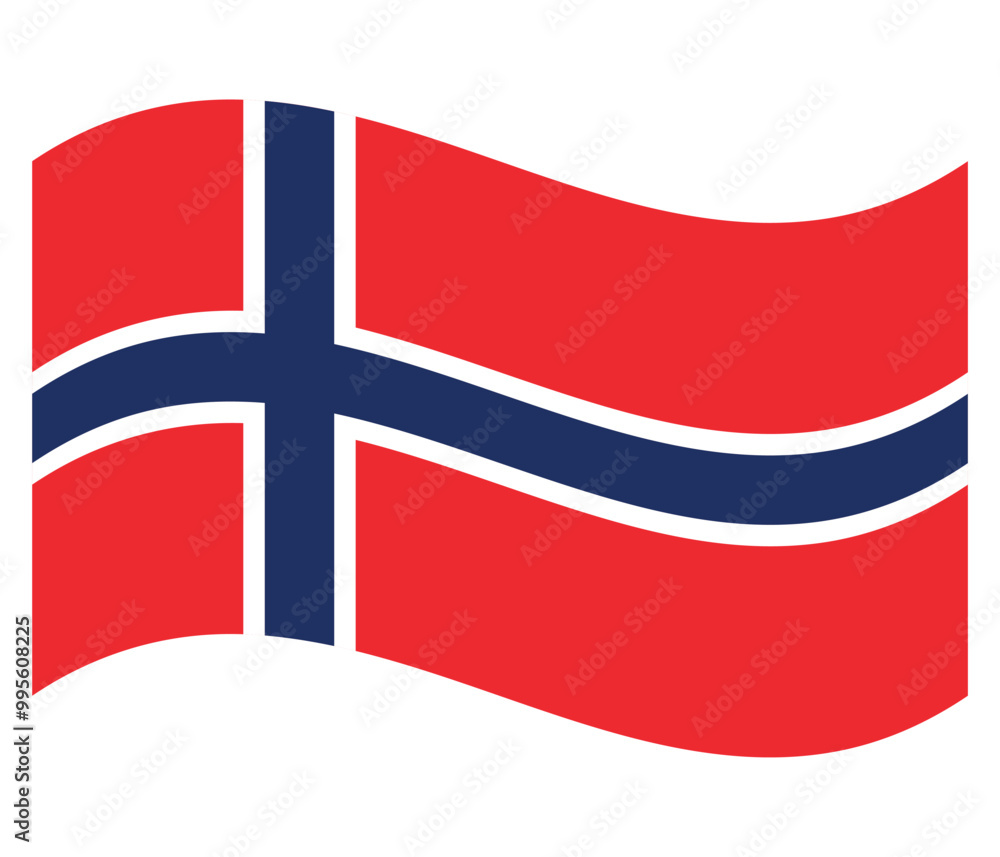 Naklejka premium Norway waving flag. Isolated on white background vector illustration