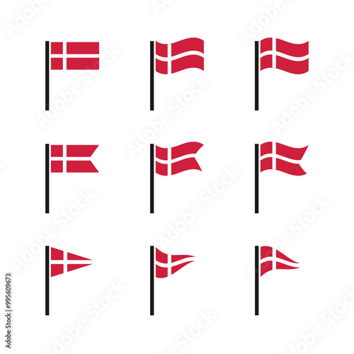 Free Download Set of national flag of Denmark. Isolated on white background vector illustration - GFXLoad