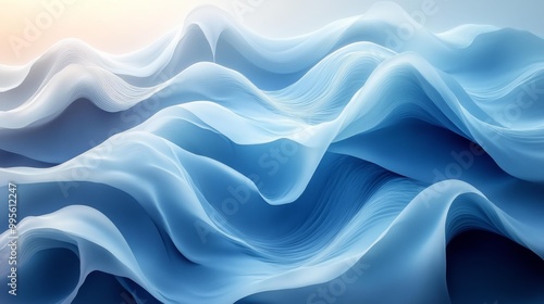 Wallpaper Mural Abstract Flowing Blue Waves Generative AI Torontodigital.ca