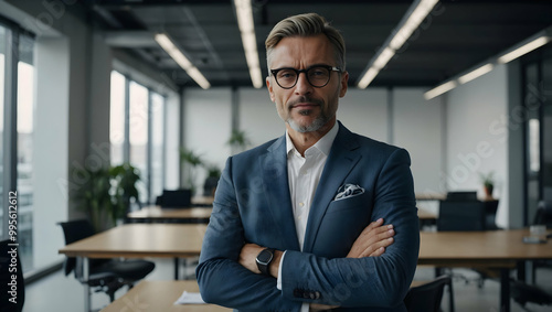 Confident Businessman in Modern Office 