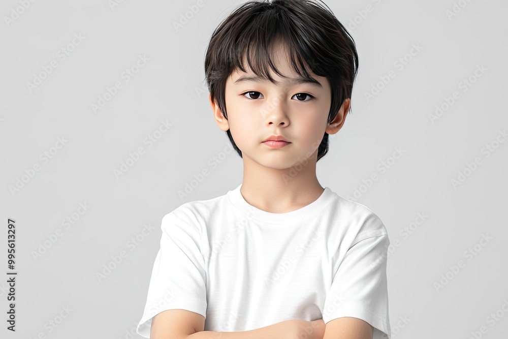 Young boy with serious expression. This image is perfect for portraying youthfulness, innocence, and seriousness. Young boy with serious expression. This image is perfect for portraying youthfulness, innocence, and seriousness.