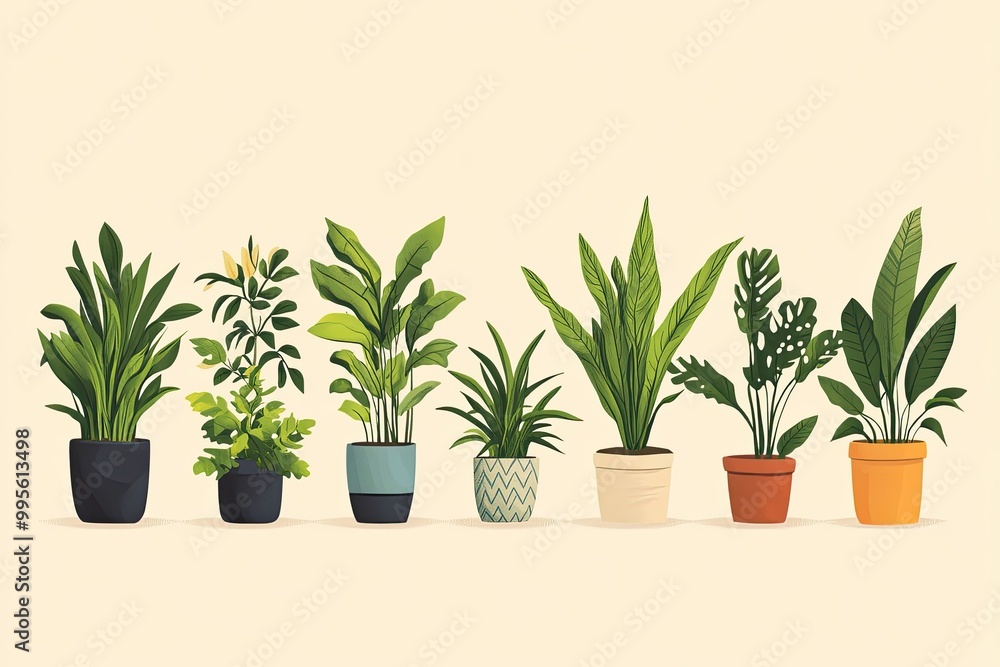 Collection of potted plants. Ideal for decorating home decor, gardening, and houseplant articles. Collection of potted plants. Ideal for decorating home decor, gardening, and houseplant articles.