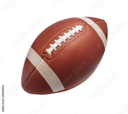 Leather American Football on White Background