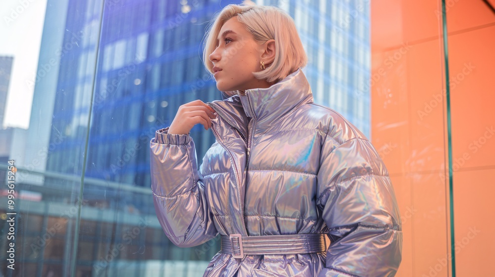 metallic puffer jacket