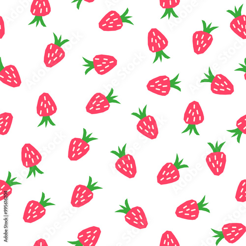 Vector seamless pattern with strawberries on a white background