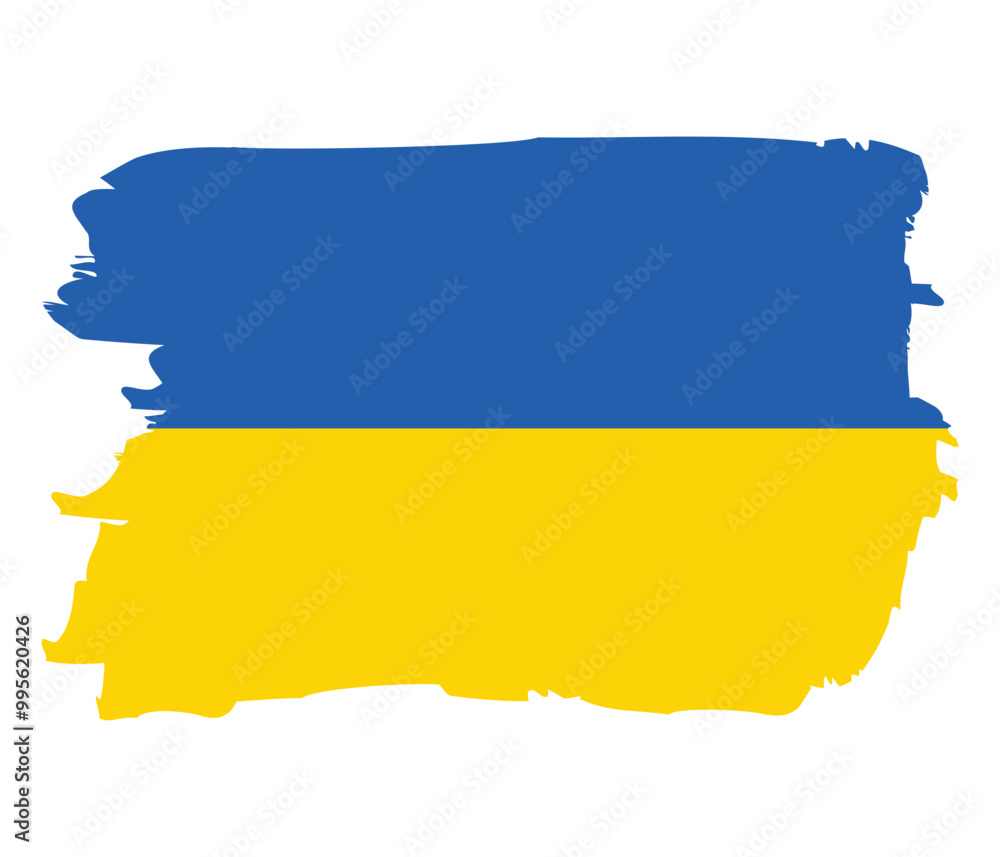 Obraz premium Flag of Ukraine with brush stroke. National heart icon symbol isolated on white. Vector illustration