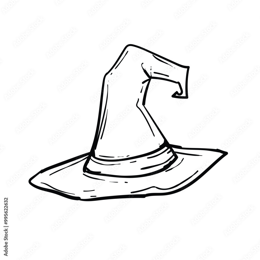 Halloween witch hat. Clip art hand drawing style. Creative doodle element. Vector illustration Halloween witch hat. Clip art hand drawing style. Creative doodle element. Vector illustration
