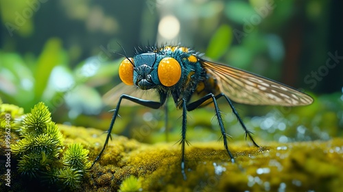 Close-Up Macro Photography of a Fly in Nature photo