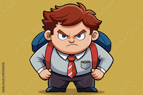 Schoolboy Struggling with Overloaded Backpack – Perfect Vector for Social Issue Campaigns on Student Health and Wellbeing