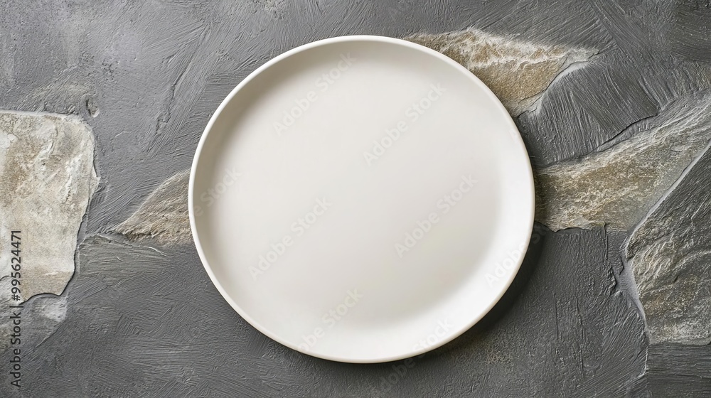 Matte white plate against a minimal stone background, clean and modern, perfect for highlighting colorful food