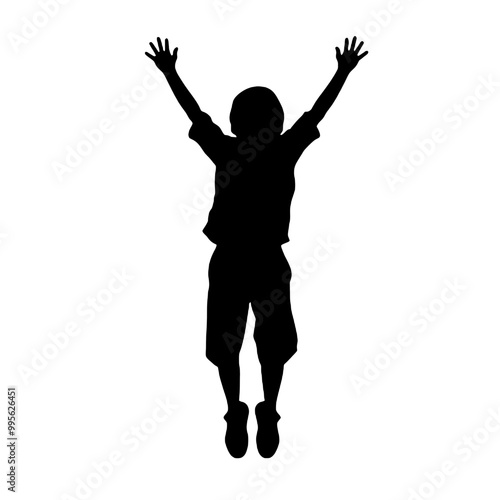 child with arms outstretched to the sides silhouette vector illustration transparent background