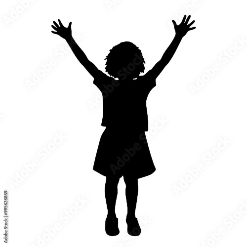 child with arms outstretched to the sides silhouette vector illustration transparent background