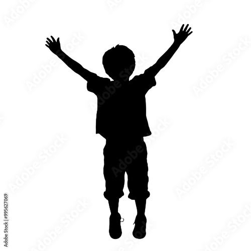 child with arms outstretched to the sides silhouette vector illustration transparent background