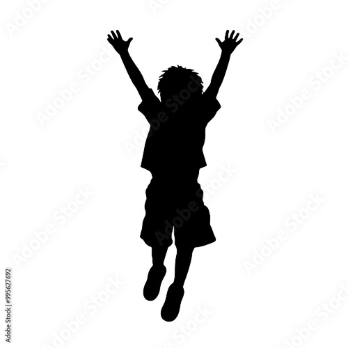 child with arms outstretched to the sides silhouette vector illustration transparent background