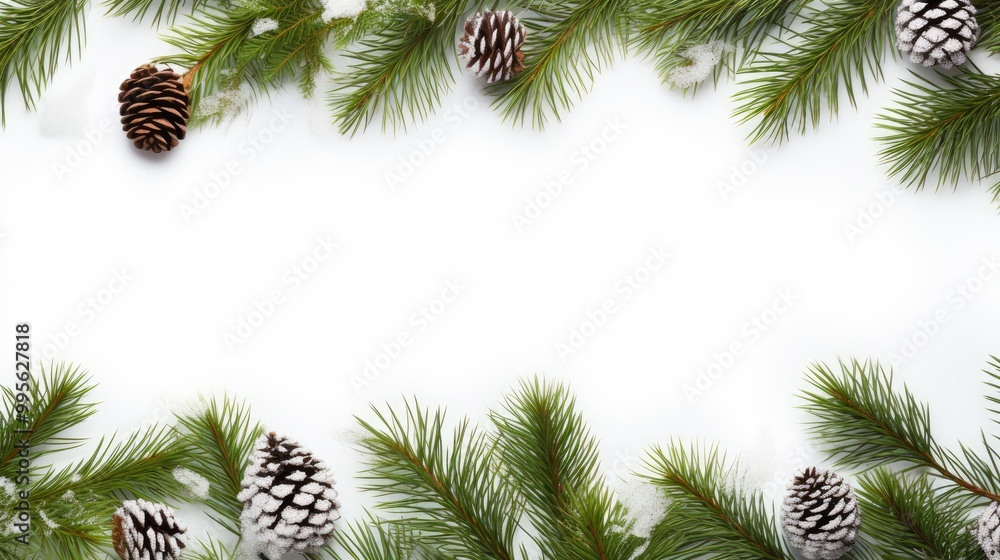 Naklejka premium Christmas branches covered in snow
