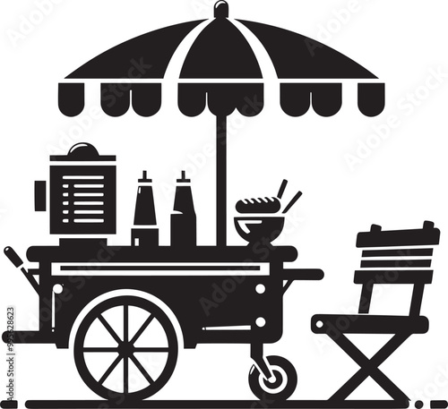 Street food cart silhouette vector illustration isolated on a white background