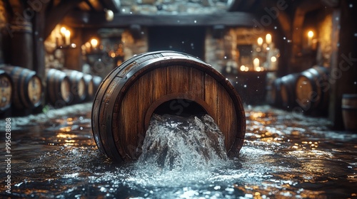 Wallpaper Mural Flooded Barrel in Medieval Tavern Generative AI Torontodigital.ca