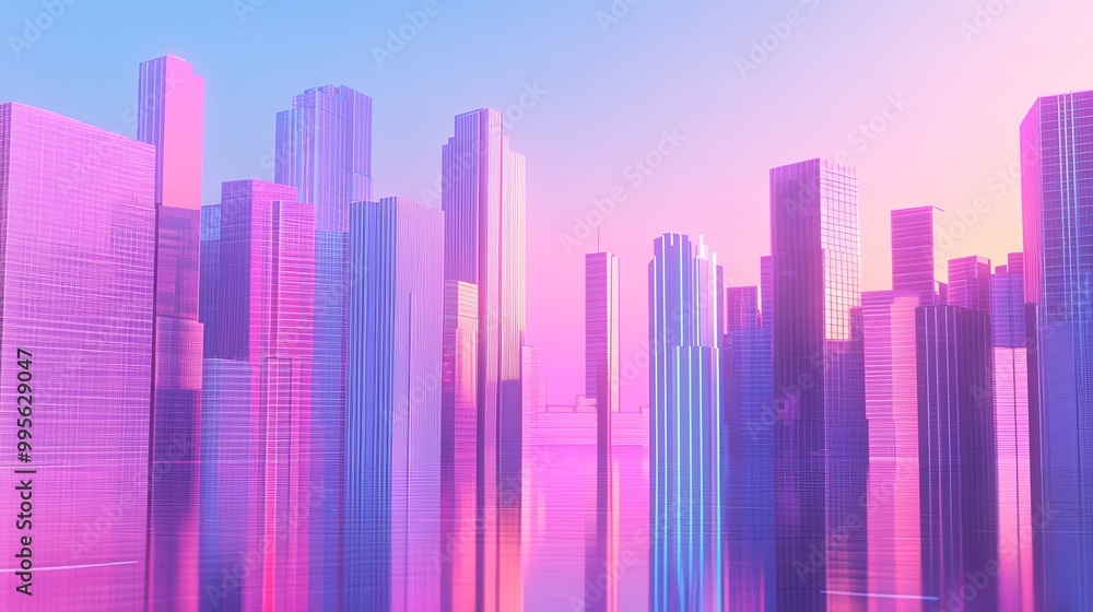 A vibrant cityscape at dawn with pastel colors reflecting on water, creating a serene and futuristic atmosphere. A vibrant cityscape at dawn with pastel colors reflecting on water, creating a serene and futuristic atmosphere.