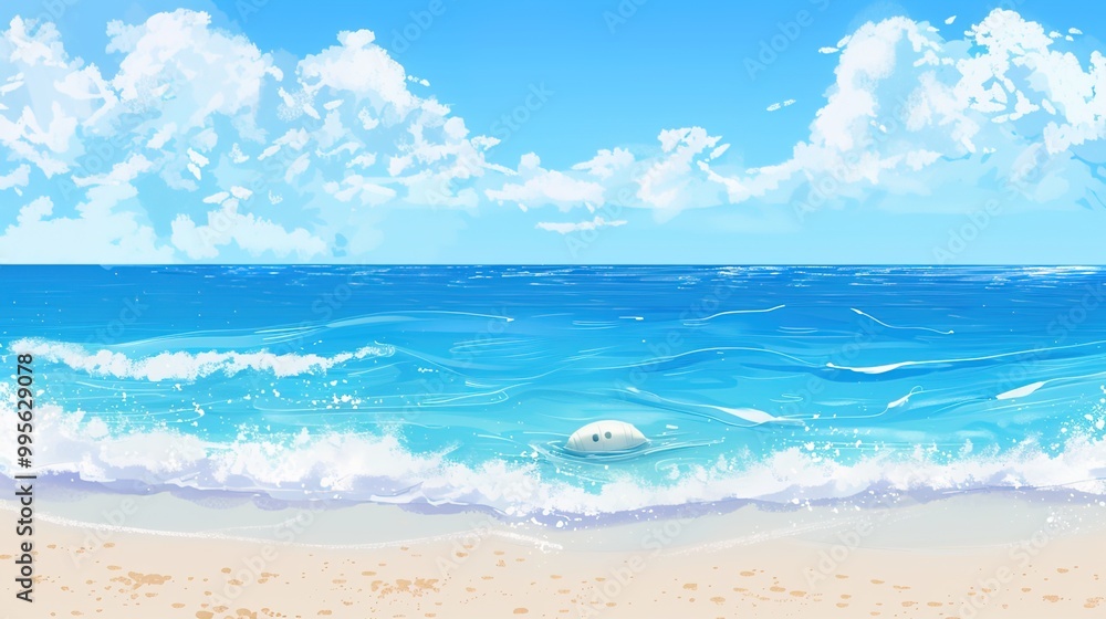 A beautiful scene of the blue ocean against the blue sky background. The ocean stretches out as far as the eye can see, with its surface glistening in the sunlight A beautiful scene of the blue ocean against the blue sky background. The ocean stretches out as far as the eye can see, with its surface glistening in the sunlight
