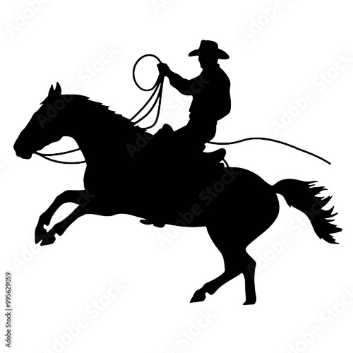 cowboy leading a horse silhouette vintage logo vector graphic