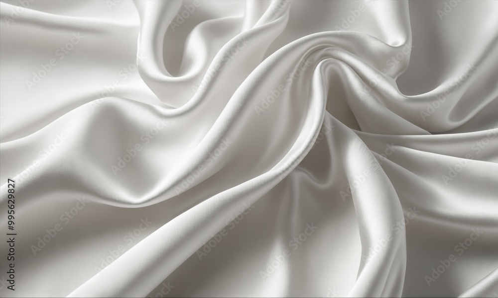 Obraz premium Draped white silk fabric with a luxurious texture