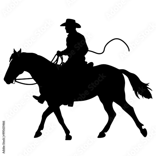 rodeo cowboy on bucking horse silhouette clipart