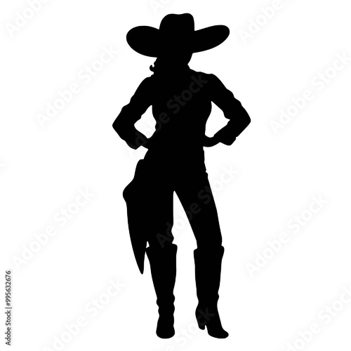 Silhouette cowgirl  alone black color only