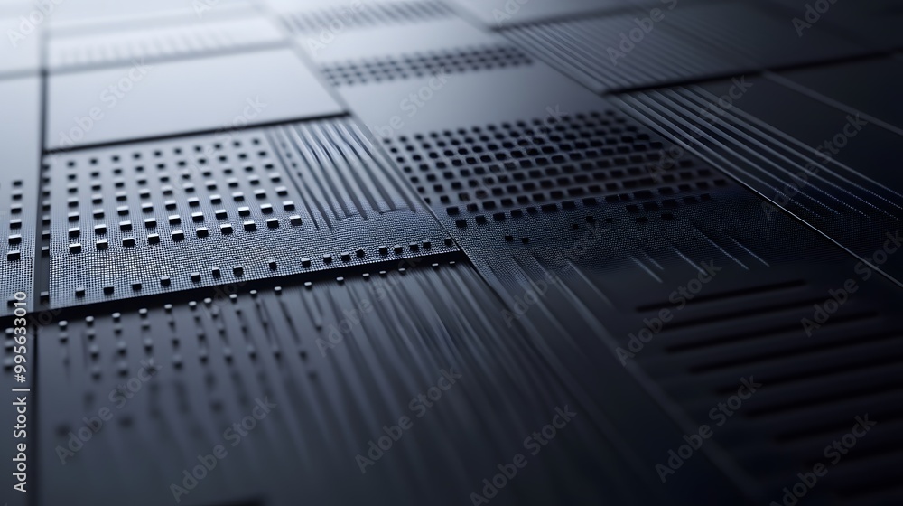 Sleek tech layout with modern grid patterns on a muted backdrop Sleek tech layout with modern grid patterns on a muted backdrop