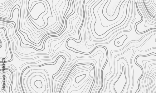 Abstract topographical linier graphics map background. Patterns topographic wavey line map. Vintage outdoors style, Black and white contours stylized height topography lines map. Vector illustration.