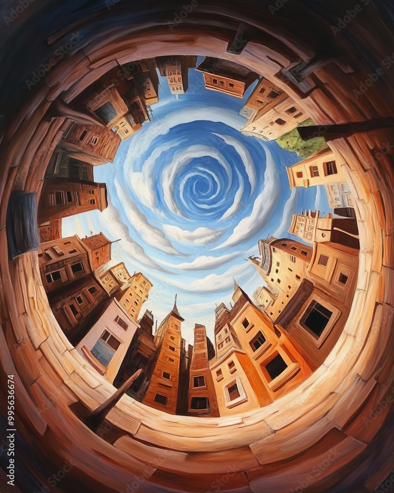 Naklejka premium Graffiti Urban Expressionism Spherical Perspective