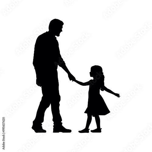 father holding hands with little girl