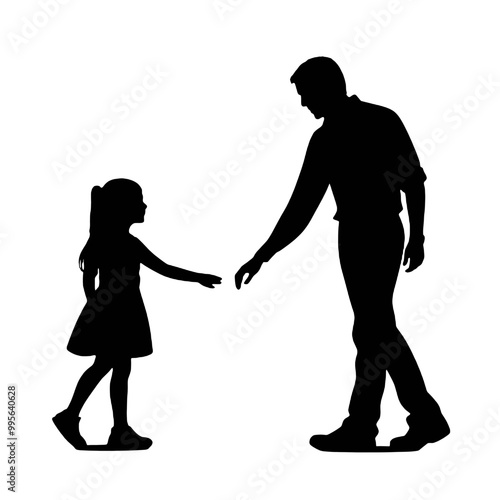 silhouette images of father and children - silhouette vector illustration transparent background
