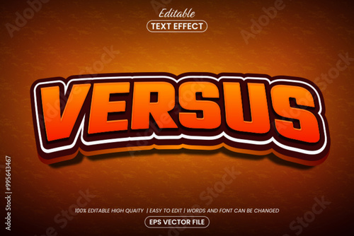Vintage orange versus text style, editable text effect