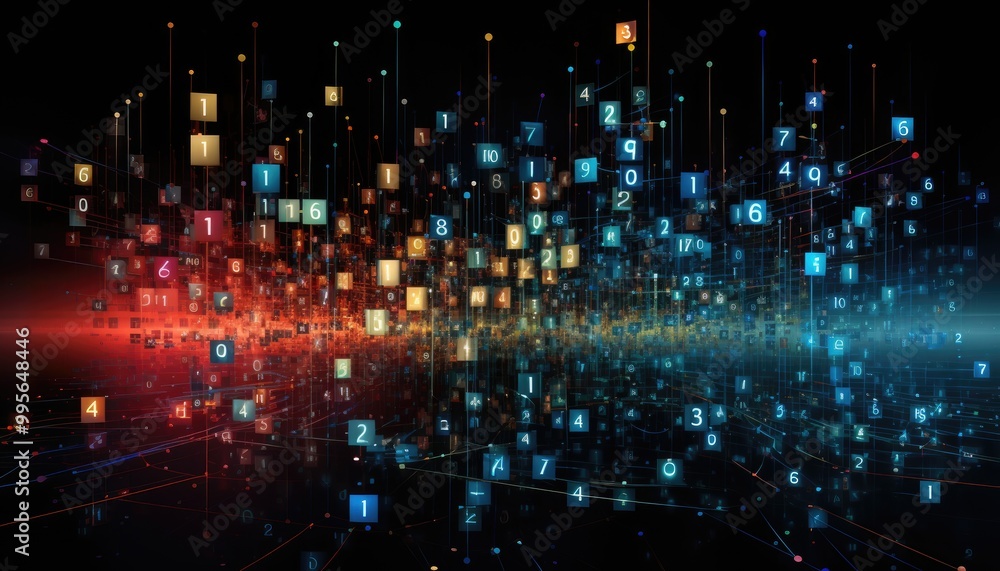 Image of Abstract network with digits Image of Abstract network with digits