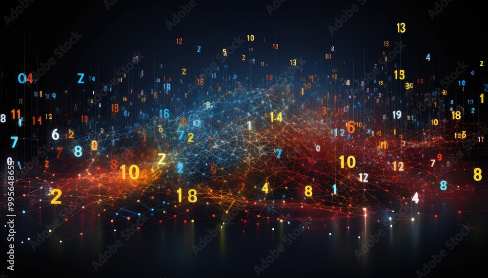 Image of Abstract network with digits Image of Abstract network with digits