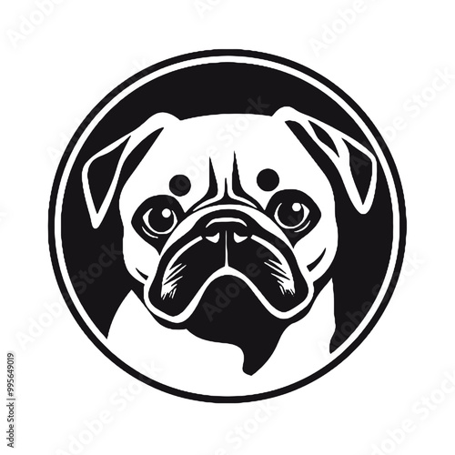 Cute character design of the pug -  silhouette vector illustration transparent background