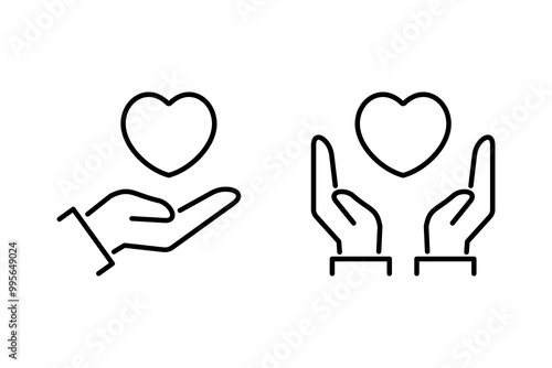 Heart in hand icon showing care and support, perfect for healthcare providers, charities, and community organizations