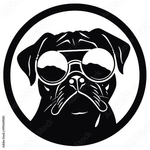 Cute character design of the pug -  silhouette vector illustration transparent background