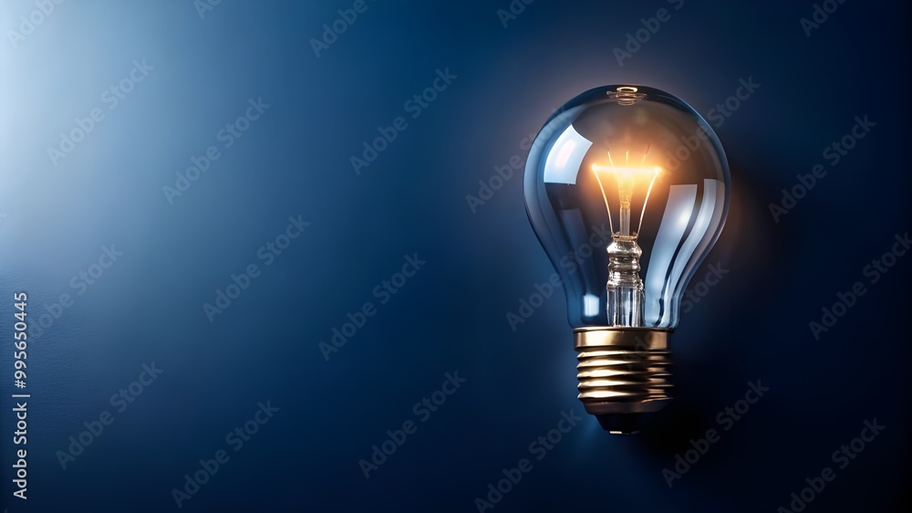 A light bulb inspires thought, intelligence and brilliance on navy blue background for your presentation background A light bulb inspires thought, intelligence and brilliance on navy blue background for your presentation background