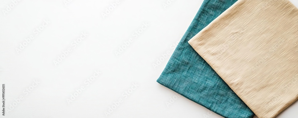 Fototapeta premium A beautiful arrangement of colorful fabric squares on a neutral background, perfect for crafting and design projects.