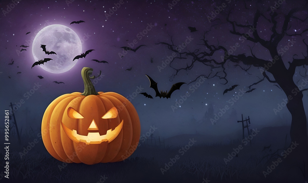 Halloween background with pumpkin and bats Halloween background with pumpkin and bats