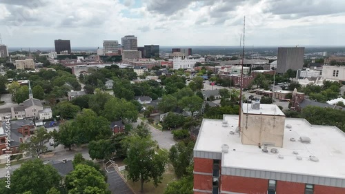 aerial fast push into the Columbia SC, South Carolina skyline photo