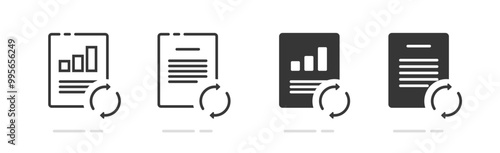 Document file sync cloud icon vector simple pictogram line stroke graphic, doc update upload synchronization process ui sing symbol glyph set, online data change technology image clip art
