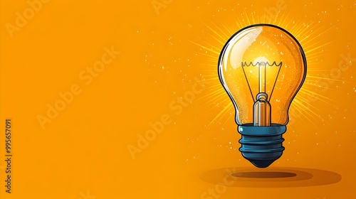 Simple Glowing Light Bulb Icon Symbolizing Ideas and Creativity