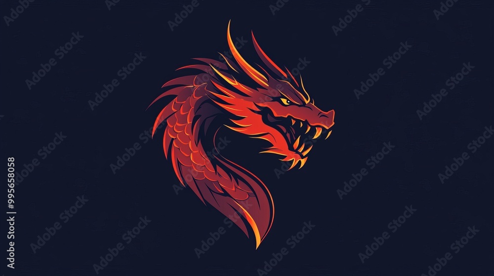 Dragon head logo vector, icon, illustration. Dragon head logo vector, icon, illustration.