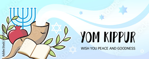 Yom Kippur, Rosh hashanah, shana tova banner. Israel, hebrew.